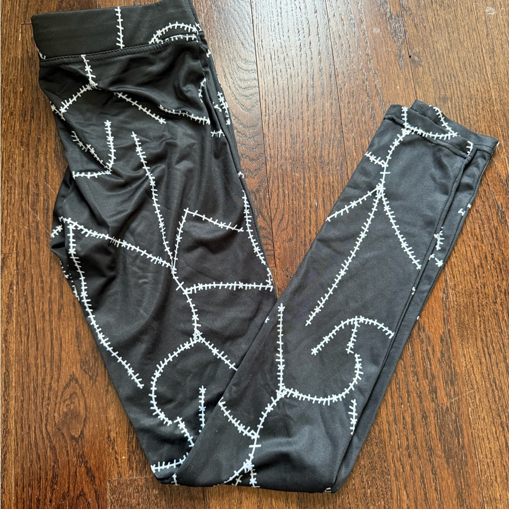 Tipsy Elves Black Leggings with White Stitch Detail